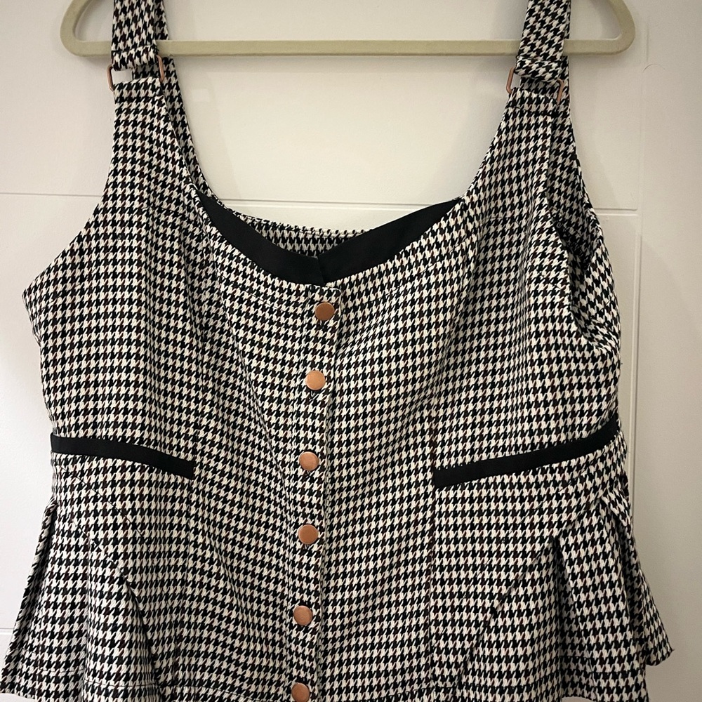 Houndstooth Black and White Women's Top